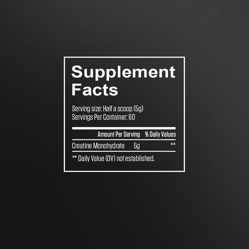 Supplement facts for creatine monohydrate