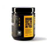 Container of pre-workout supplement showing 30 servings