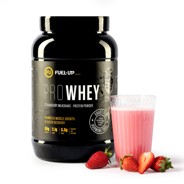 2 lb container of strawberry milkshake flavoured whey protein powder