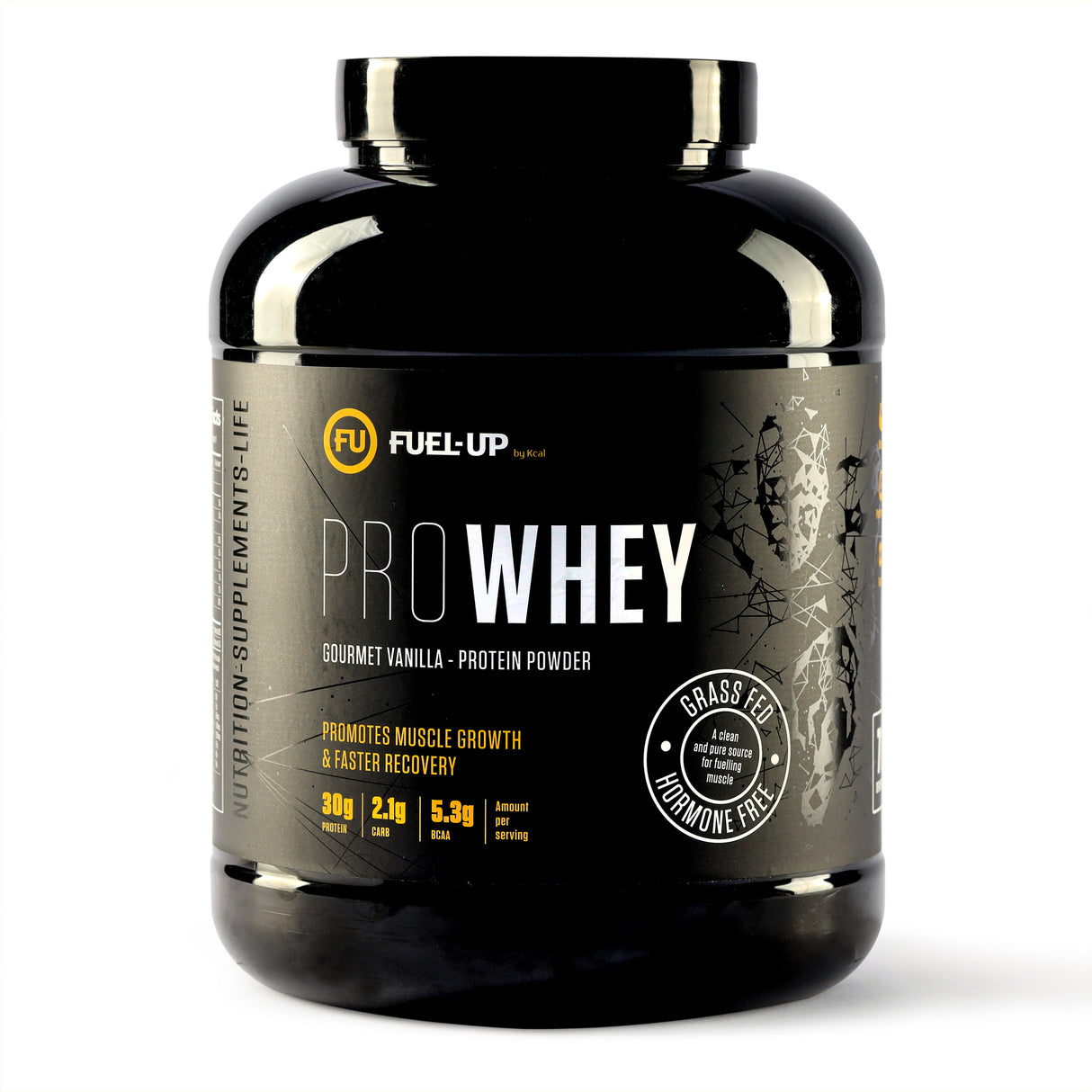 5 lb tub of gourmet vanilla flavoured whey protein powder