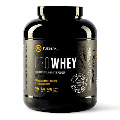 5 lb tub of gourmet vanilla flavoured whey protein powder